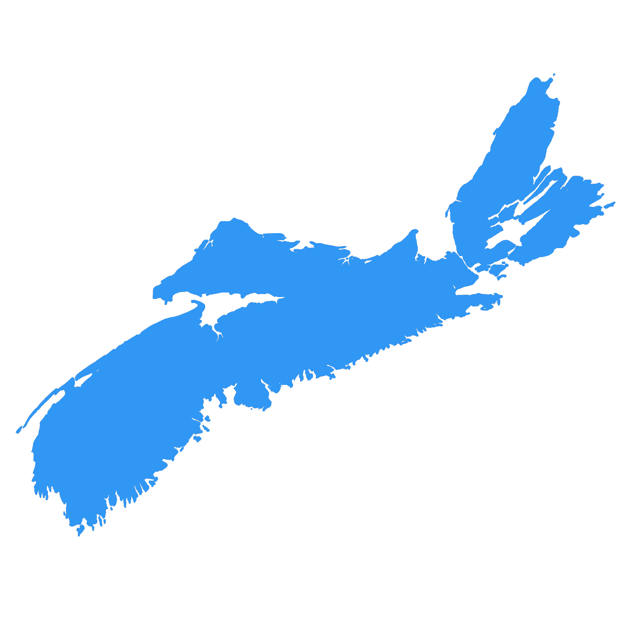Map outline of Nova Scotia