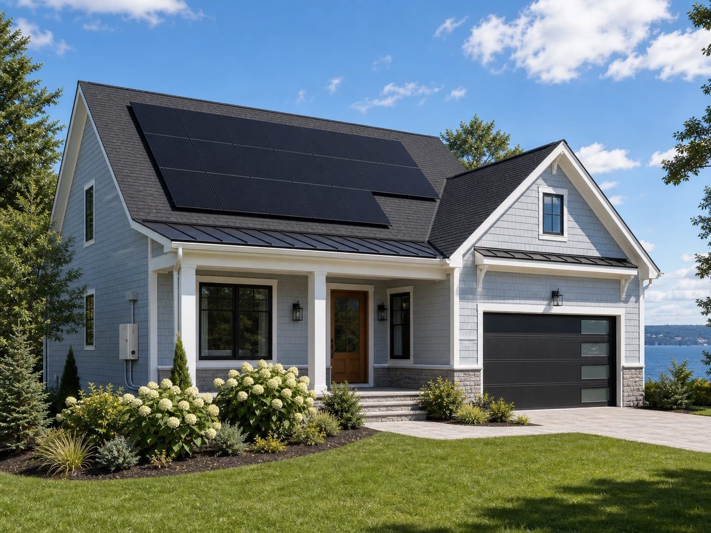 A modern Nova Scotia home with rooftop solar panels